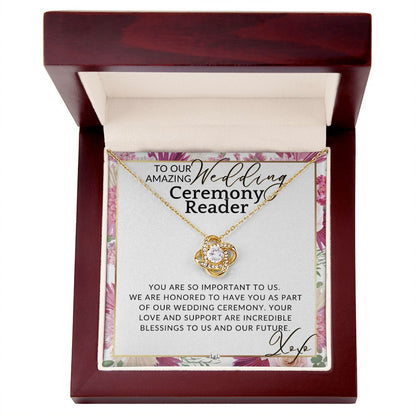 Wedding Ceremony Reader - Great Thank You Gift From Bride and Groom - Gratitude & Appreciation , Pink Floral and Boho Wedding Theme - Liliana and Liam