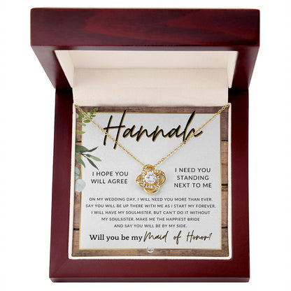 Maid of Honor Proposal, Custom Name - Be My Maid Of Honor, MOH Gift From Bride, Be By My Side , Rustic and Wood Wedding Theme