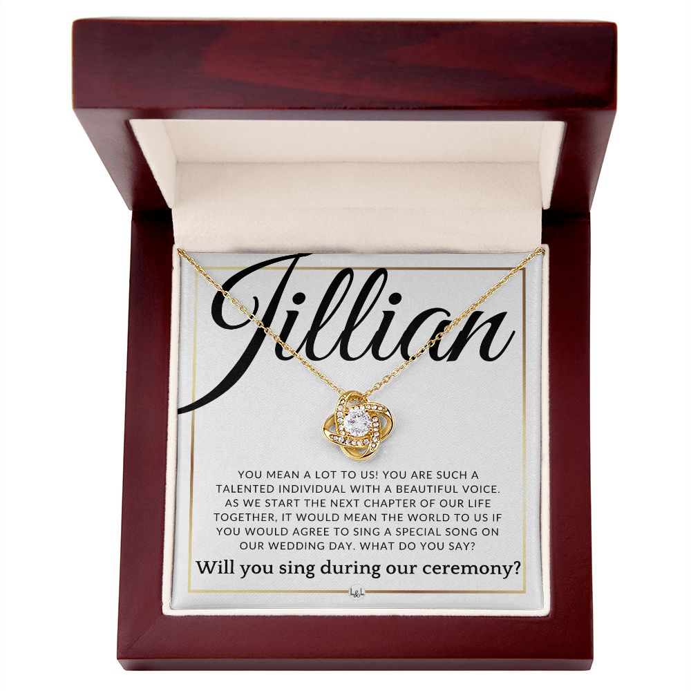 Wedding Ceremony Singer Proposal - Will You Sign At Out Wedding - Custom Name - Elegant White and Gold Wedding Theme