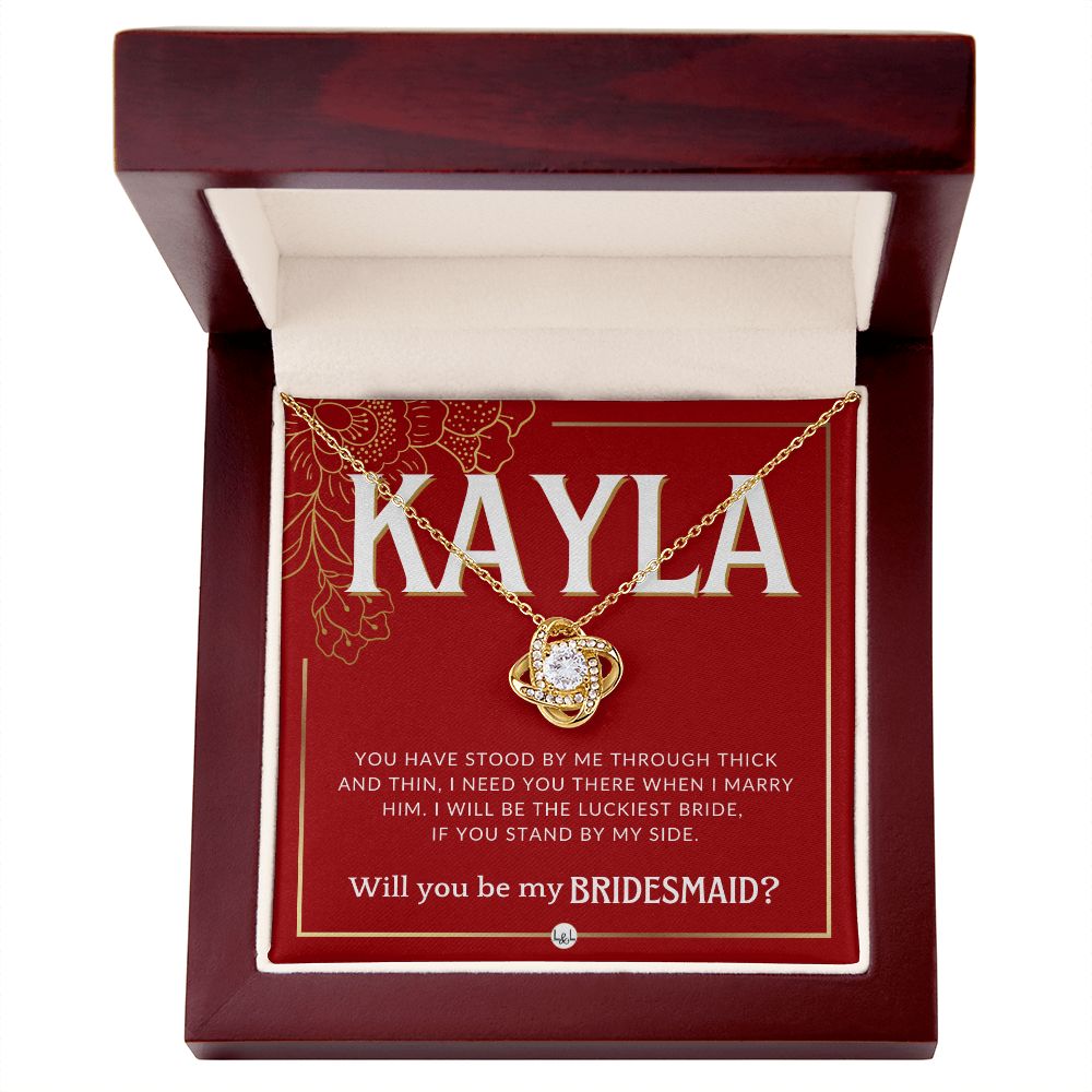 Bridesmaid Proposal Custom Name- Wedding Party Jewelry Accessories From Bride - Need You There Necklace - Red and Gold Wedding Theme