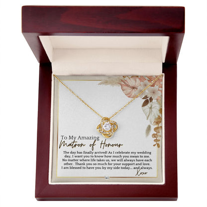 Matron of Honour Thank You Gift - On My Wedding Day Gift From Bride - Wedding Party Accessories , Pink Floral and Boho Wedding Theme - Liliana and Liam