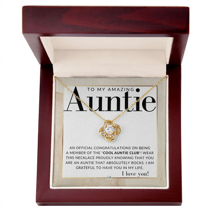 Funny Gift For Auntie - Present for Auntie From Niece or Nephew - Pendant Necklace - Great For Christmas, Her Birthday, Or As An Encouragement Gift - Liliana and Liam