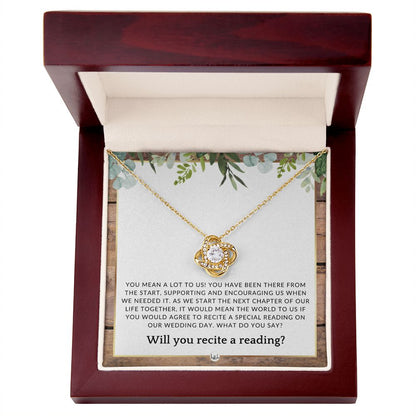 Wedding Ceremony Reader Proposal - Will You Read At Our Wedding - From The Bride and The Groom , Rustic and Wood Wedding Theme - Liliana and Liam