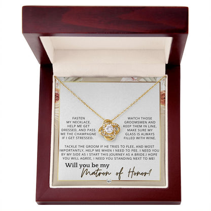 Matron of Honor Proposal Gift - Unique Be My MOH Gift From Bride - I Need You - Wedding Party , Pink Floral and Boho Wedding Theme - Liliana and Liam