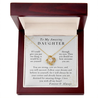 With All My Heart - Daughter Necklace - Gift from Mom or Dad - Birthday, Graduation, Valentines, Christmas Gifts