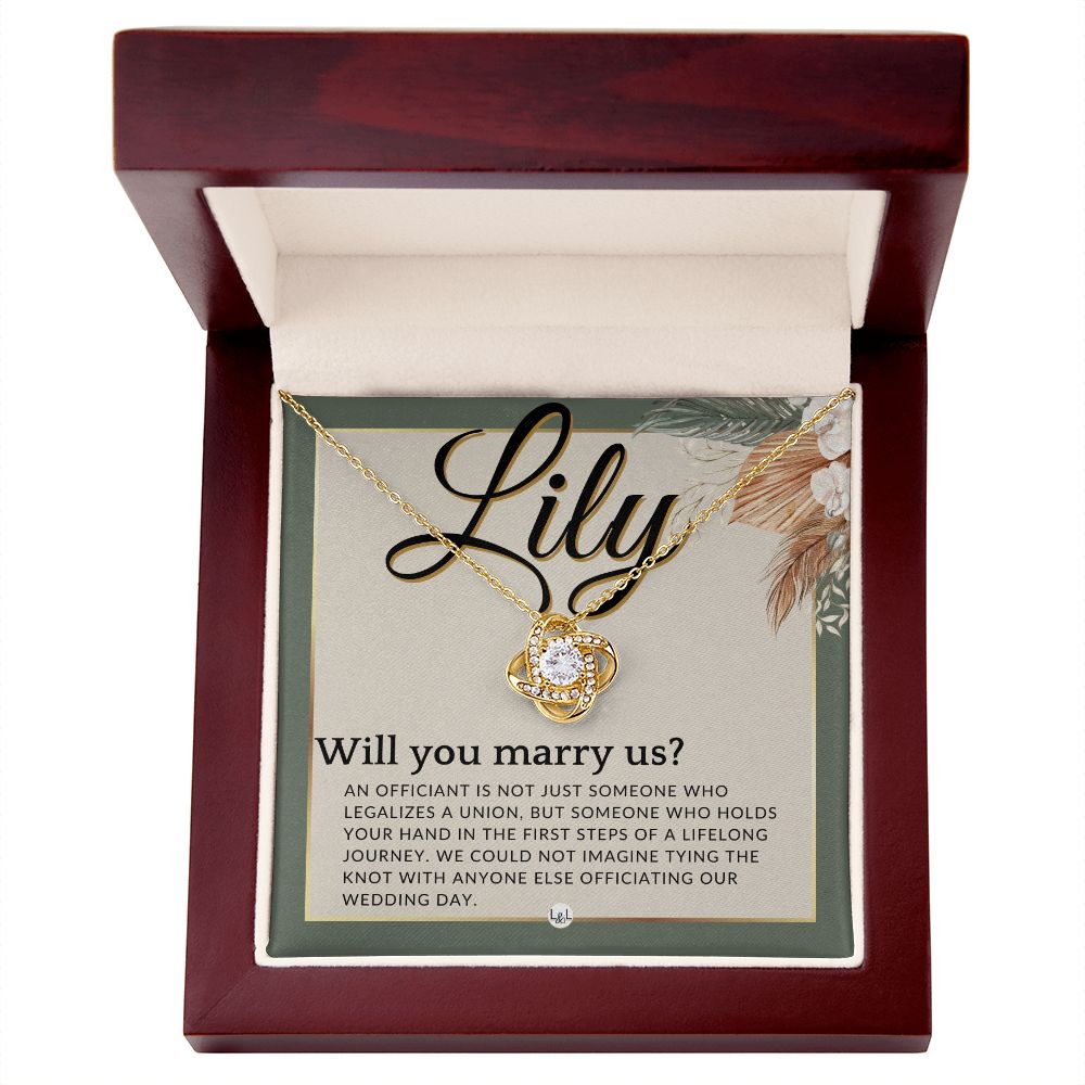Wedding Officiant Proposal, Custom Name - Female Officiant, Vow Renewal - Will You Marry Us , Sage Green & Boho Wedding Theme
