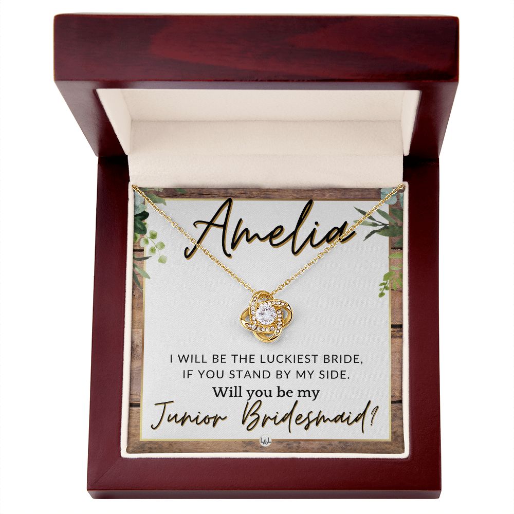 Junior Bridesmaid Proposal, Custom Name - Great Wedding Party Gift From Bride - Be By My Side , Rustic and Wood Wedding Theme