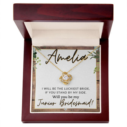 Junior Bridesmaid Proposal, Custom Name - Great Wedding Party Gift From Bride - Be By My Side , Rustic and Wood Wedding Theme
