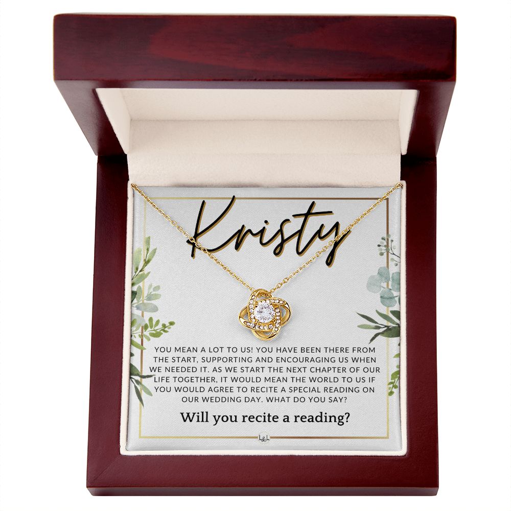 Wedding Ceremony Reader Proposal, Custom Name - Will You Read At Our Wedding - From The Couple , White and Green, Eucalyptus Wedding