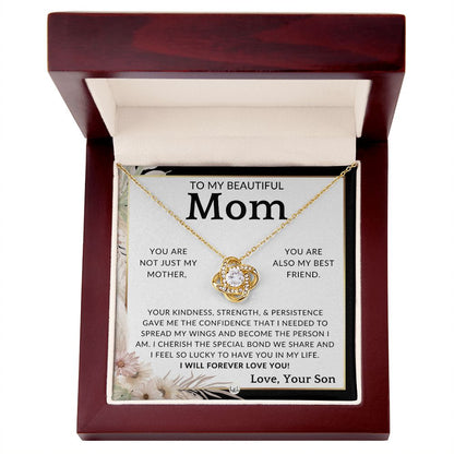 Gift for Mom, From Son - My Best Friend - To Mother, From Son - Beautiful Women's Pendant Necklace - Great For Mother's Day, Christmas, or Her Birthday - Liliana and Liam