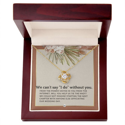 Wedding Officiant Proposal - From The Power Vested In You From The Internet - Female Officiant , Terracotta, Rust And Gold Wedding Theme - Liliana and Liam
