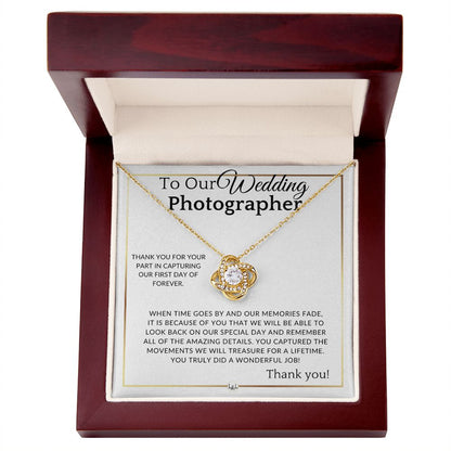 Wedding Photographer Thank You Gift - For Female Photographer - Elegant White and Gold Wedding Theme - Liliana and Liam