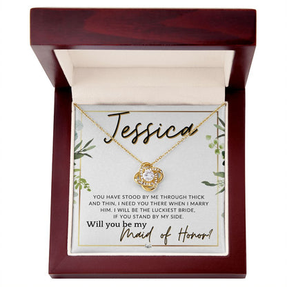 Maid of Honor Proposal, Custom Name - Be My Maid Of Honor, MOH Gift From Bride, Need You There , White and Green, Eucalyptus Wedding