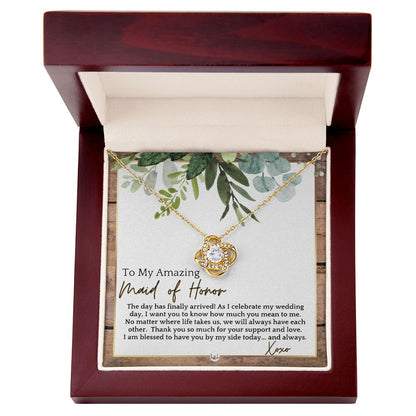 Maid of Honor Gift - MOH On My Wedding Day - Great Wedding Party Thank You Gift From The Bride , Rustic and Wood Wedding Theme - Liliana and Liam