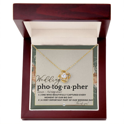 Wedding Photographer Gift - Thank You From Bride & Groom - Gratitude Gift, Token of Appreciation , Sage Green & Boho Wedding Theme - Liliana and Liam