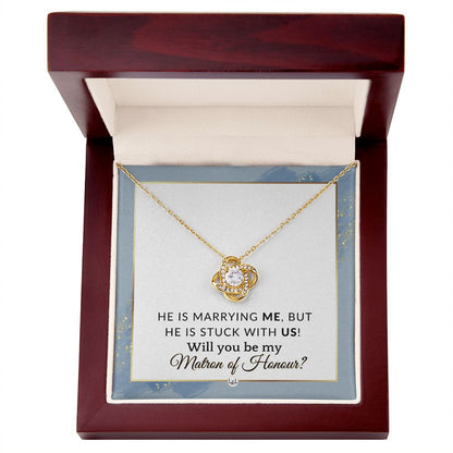 Matron of Honour Proposal Gift - Be My MOH Gift From Bride - Wedding Party - Stuck With Us , Dusty Blue And Gold Wedding Theme - Liliana and Liam