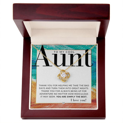 Gift For Cool Aunt - Present for Aunt From Niece or Nephew - Pendant Necklace - Great For Christmas, Her Birthday, Or Encouragement Gift - Liliana and Liam