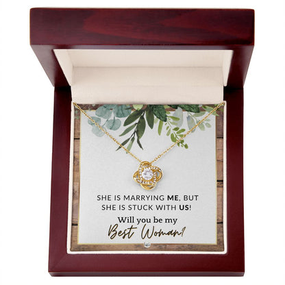 Best Woman Proposal - Gift From Groom - Will You Be My Best Woman - Wedding Party Accessories , Rustic and Wood Wedding Theme - Liliana and Liam