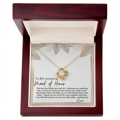 Maid of Honor Gift - MOH On My Wedding Day - Great Wedding Party Thank You Gift From The Bride , Pink Floral and Boho Wedding Theme - Liliana and Liam