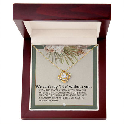 Wedding Officiant Proposal - From The Power Vested In You From The Internet - Female Officiant , Sage Green & Boho Wedding Theme - Liliana and Liam