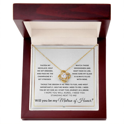 Matron of Honor Proposal - Wedding Party Necklace - Gift From Bride - Need You By My Side - Elegant White and Gold Wedding Theme - Liliana and Liam