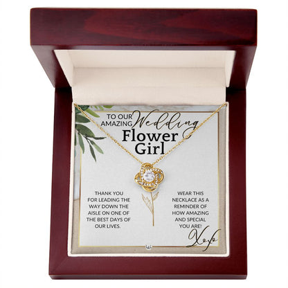 Flower Girl Necklace - Wedding Party Thank You Gift - Gratitude Gift, Token of Appreciation , Beach and Destination Wedding Theme - Liliana and Liam