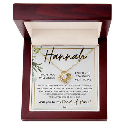 Maid of Honor Proposal, Custom Name - Be My Maid Of Honor, MOH Gift From Bride, Be By My Side , White and Green, Eucalyptus Wedding