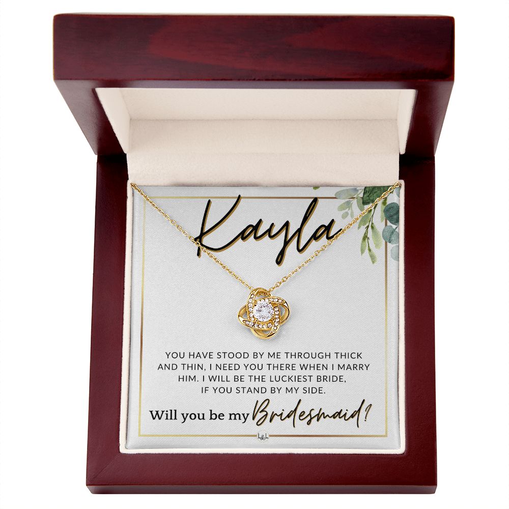 Bridesmaid Proposal Custom Name- Wedding Party Jewelry Accessories From Bride - Need You There , White and Green, Eucalyptus Wedding