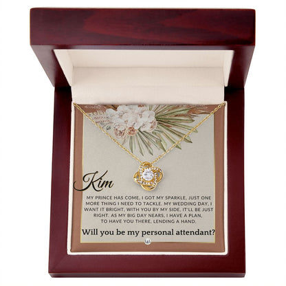 Wedding Personal Attendant Proposal, Custom Name - Wedding Helper - Wedding Party Gift Idea , Terracotta, Rust And Gold Wedding Theme - Liliana and Liam