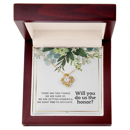 Wedding Officiant Proposal - Female Wedding Officiant, Pastor, Celebrants - Do Us The Honor , White and Green, Eucalyptus Wedding - Liliana and Liam