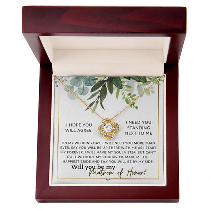 Matron of Honor Proposal Gift - Be My MOH Gift From Bride - By My Side - Wedding Party Accessory , White and Green, Eucalyptus Wedding - Liliana and Liam