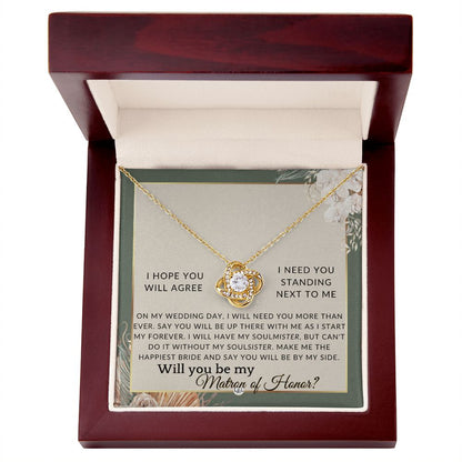 Matron of Honor Proposal Gift - Be My MOH Gift From Bride - By My Side - Wedding Party Accessory , Sage Green & Boho Wedding Theme - Liliana and Liam