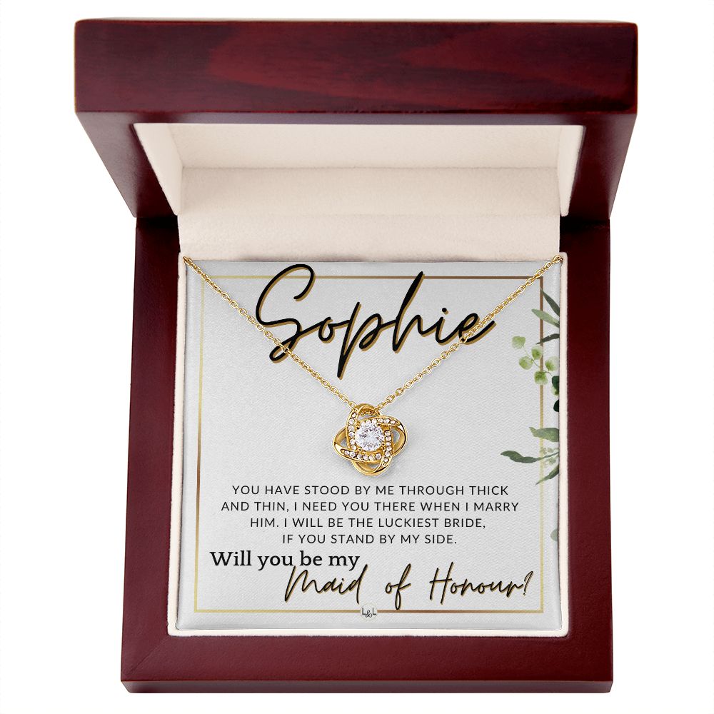 Maid of Honour Proposal, Custom Name - Be My Maid Of Honour - Gift From Bride - Need You There , White and Green, Eucalyptus Wedding