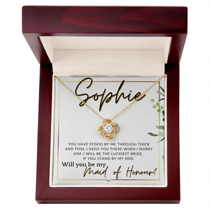 Maid of Honour Proposal, Custom Name - Be My Maid Of Honour - Gift From Bride - Need You There , White and Green, Eucalyptus Wedding