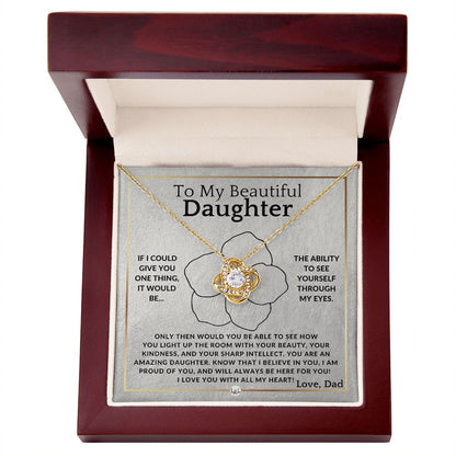 Through My Eyes - Elegant Knot Pendant Necklace - Gift From Father to Daughter - Liliana and Liam