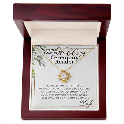 Wedding Ceremony Reader - Great Thank You Gift From Bride and Groom - Gratitude & Appreciation , White and Green, Eucalyptus Wedding - Liliana and Liam