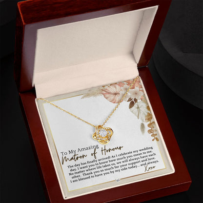 Matron of Honour Thank You Gift - On My Wedding Day Gift From Bride - Wedding Party Accessories , Pink Floral and Boho Wedding Theme - Liliana and Liam
