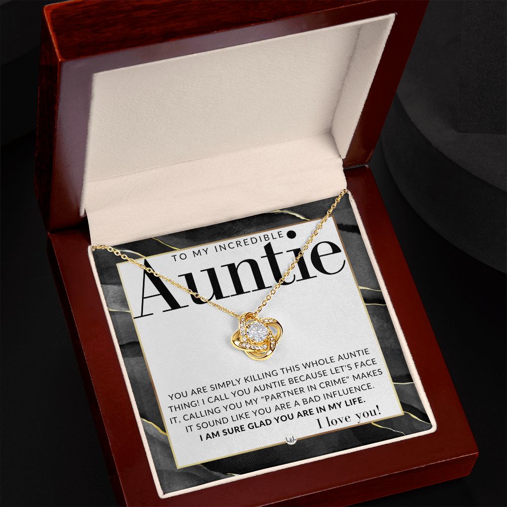 Funny Gift For My Auntie - Present for Auntie From Niece or Nephew - Pendant Necklace - Great For Christmas, Her Birthday, Or As An Encouragement Gift
