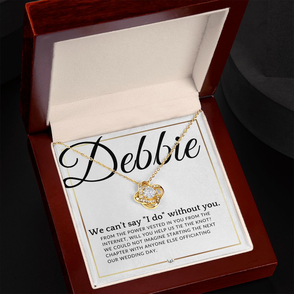 Wedding Officiant Proposal - From The Power Vested In You From The Internet - Custom Name - Elegant White and Gold Wedding Theme