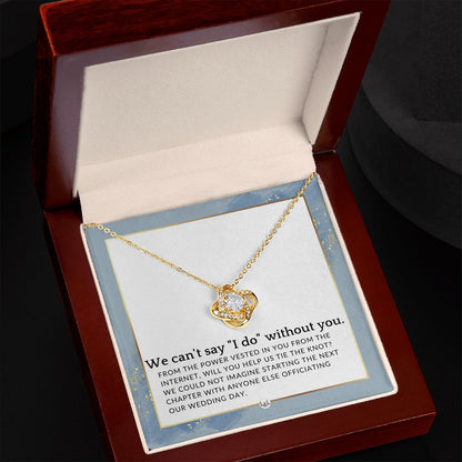 Wedding Officiant Proposal - From The Power Vested In You From The Internet - Female Officiant , Dusty Blue And Gold Wedding Theme - Liliana and Liam