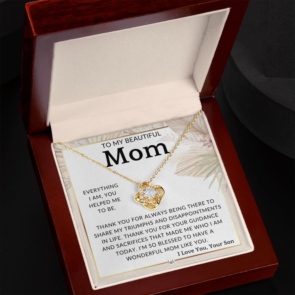 Gift for Mom, From Son - You Helped Me - To Mother, From Son - Beautiful Women's Pendant Necklace - Great For Mother's Day, Christmas, or Her Birthday