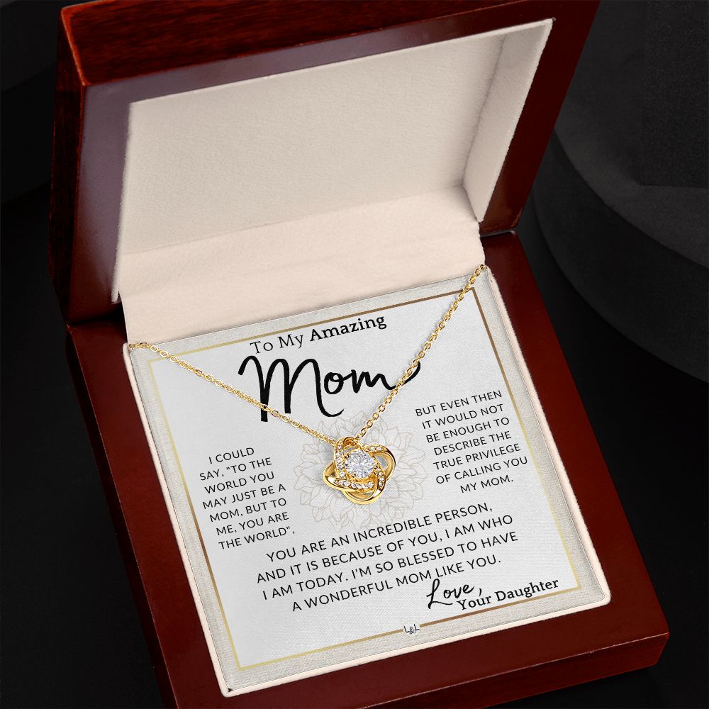 Gift for Mom - True Privilege - To My Mother, From Daughter - A Beautiful Women's Pendant Necklace - Great For Mother's Day, Christmas, or Her Birthday