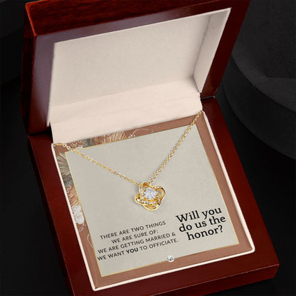 Wedding Officiant Proposal - Female Wedding Officiant, Pastor, Celebrants - Do Us The Honor , Terracotta, Rust And Gold Wedding Theme - Liliana and Liam