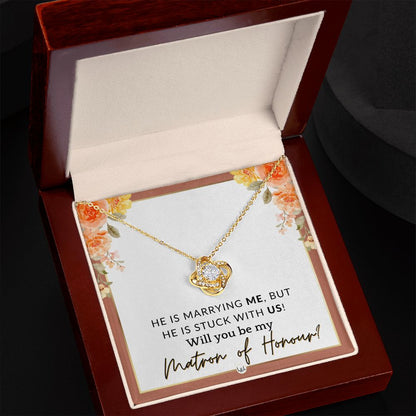Matron of Honour Proposal Gift - Be My MOH Gift From Bride - Wedding Party - Stuck With Us , Pink Floral and Boho Wedding Theme - Liliana and Liam