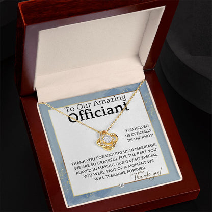 Officiant Gift - Thank You Gift For Wedding Officiant or Pastor - Gratitude and Appreciation , Dusty Blue And Gold Wedding Theme - Liliana and Liam