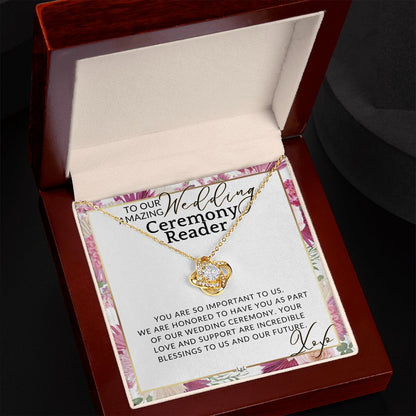 Wedding Ceremony Reader - Great Thank You Gift From Bride and Groom - Gratitude & Appreciation , Pink Floral and Boho Wedding Theme - Liliana and Liam