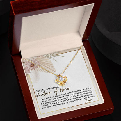 Matron of Honor Thank You Gift - On My Wedding Day MOH Gift From Bride - Wedding Party Accessory , Pink Floral and Boho Wedding Theme - Liliana and Liam