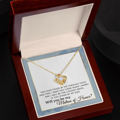 Matron of Honour Proposal Gift - Unique Be My MOH Gift From Bride - Through Thick and Thin , Dusty Blue And Gold Wedding Theme - Liliana and Liam