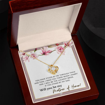 Matron of Honour Proposal Gift - Unique Be My MOH Gift From Bride - Through Thick and Thin , Pink Floral and Boho Wedding Theme - Liliana and Liam
