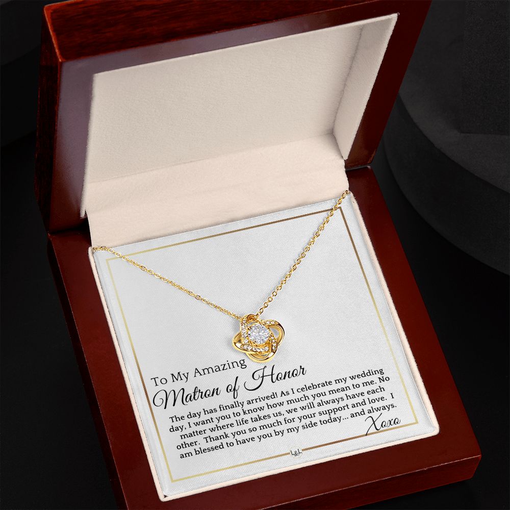 Matron of Honor Gift -  On My Wedding Day - Wedding Party Thank You Gift - Elegant White and Gold Wedding Theme